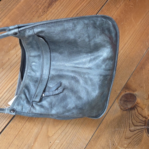 Latico NJ USA silver/gray purse With Doubled/adjustable Strap.